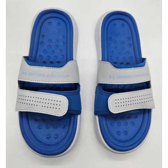 Under Armour Women's Ansa Studio Slide Sandals Size 10 Blue White Surf - Picture 1 of 11
